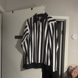 Force1 Black and White Striped Casual officiating Shirt